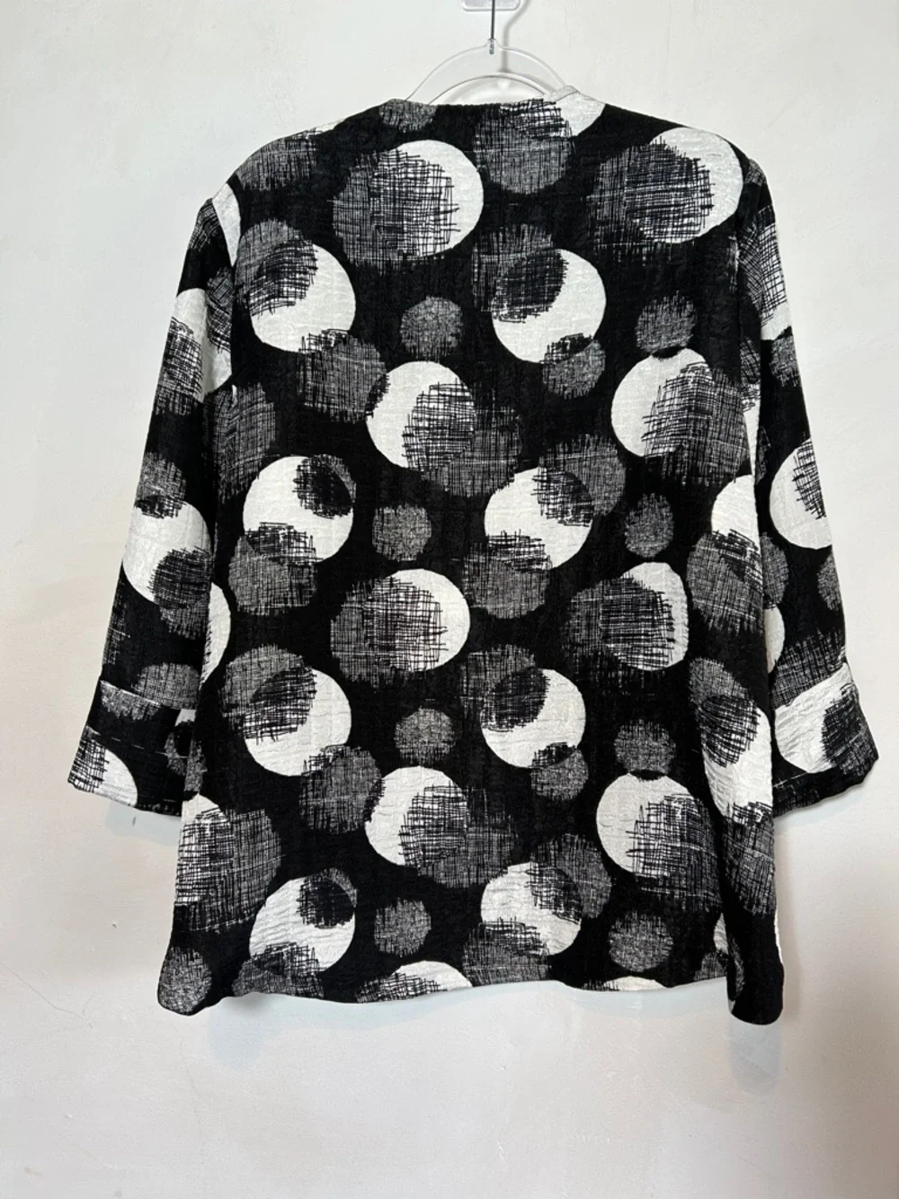 Joseph Ribkoff Art To Wear Black White Abstract Dot Button-Front Jacket Size 14 - Picture 2 of 9
